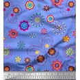 thumbnail image 1 of Soimoi Blue Polyester Crepe Fabric Insect & Floral Clip Art Fabric Prints by Yard 42 Inch Wide, 1 of 1