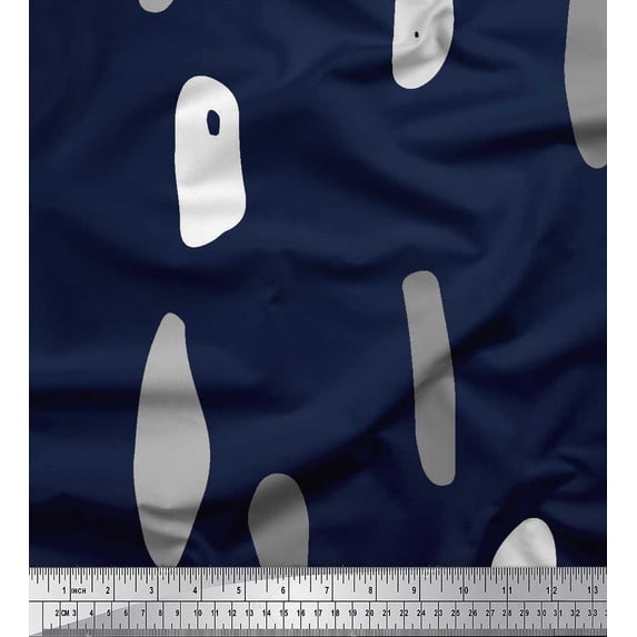 Soimoi Blue Rayon Crepe Fabric Brush Stroke Abstract Print Fabric by Yard 46 Inch Wide