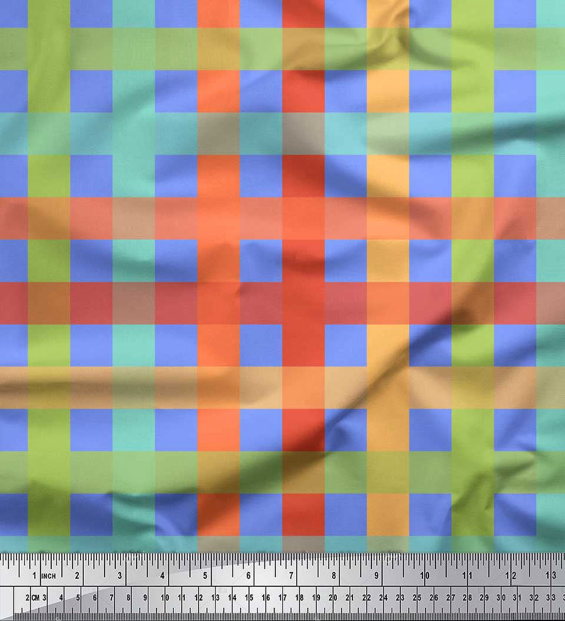Check Print Textile Soimoi Blue Rayon Crepe Fabric Check Check Print Fabric by the Yard 46 ...