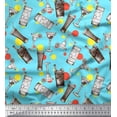 thumbnail image 1 of Soimoi Blue Rayon Crepe Fabric Dot & Soft Drinks Summer Designs Fabric Prints By Yard 46 Inch Wide, 1 of 3