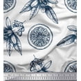 thumbnail image 1 of Soimoi Blue Rayon Crepe Fabric Lemon Slice & Floral Print Fabric by the Yard 46 Inch Wide, 1 of 3