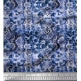 thumbnail image 1 of Soimoi Blue Rayon Crepe Fabric Leopard & Snake Animal Skin Printed Fabric 1 Yard 46 Inch Wide, 1 of 3