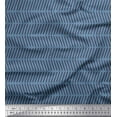 thumbnail image 1 of Soimoi Blue Rayon Crepe Fabric Line Geometric Decor Fabric Printed Yard 46 Inch Wide, 1 of 3