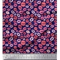 thumbnail image 1 of Soimoi Blue Rayon Crepe Fabric Lips Women Print Fabric by the Yard 46 Inch Wide, 1 of 3
