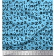 thumbnail image 1 of Soimoi Blue Rayon Fabric Alphabet Text Print Fabric by Yard 42 Inch Wide, 1 of 3