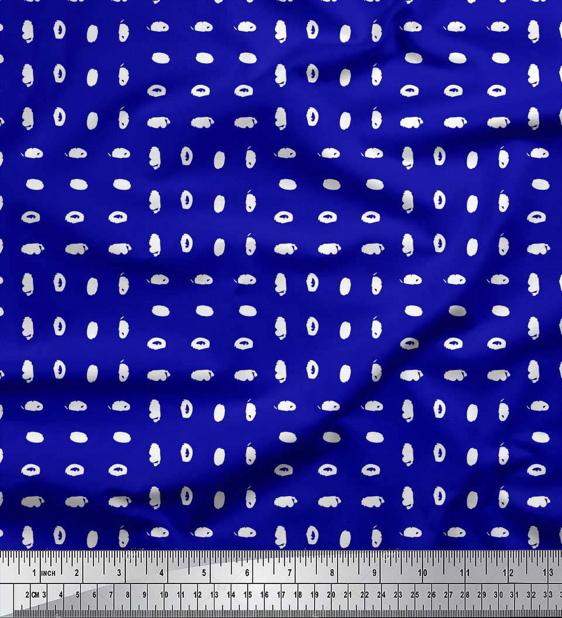 Soimoi Blue Rayon Fabric Brush Stroke Abstract Printed Fabric 1 Yard 56 Inch Wide