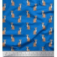 thumbnail image 1 of Soimoi Blue Rayon Fabric Cats Geometric Decor Fabric Printed Yard 42 Inch Wide, 1 of 3