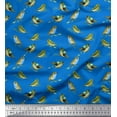 thumbnail image 1 of Soimoi Blue Rayon Fabric Flycathcer Bird Printed Fabric 1 Yard 58 Inch Wide, 1 of 1