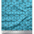 thumbnail image 1 of Soimoi Blue Rayon Fabric Maze Cube Geometric Print Fabric by Yard 56 Inch Wide, 1 of 3