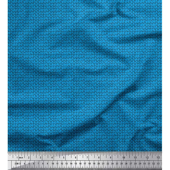 Soimoi Blue Rayon Fabric Mosaic Stripe Print Sewing Fabric Yard 42 Inch Wide