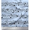 thumbnail image 1 of Soimoi Blue Rayon Fabric Notes Musical Instrument Printed Craft Fabric by the Yard 56 Inch Wide, 1 of 3