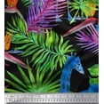 thumbnail image 1 of Soimoi Blue Rayon Fabric Tropical Leaves,Floral & Giraffe Face Animal Print Sewing Fabric BTY 42 Inch Wide, 1 of 1