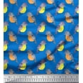 thumbnail image 1 of Soimoi Blue Silk Fabric American Robin Bird Print Fabric by The Yard 42 Inch Wide, 1 of 3