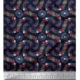 thumbnail image 1 of Soimoi Blue Silk Fabric Anemone & Roses Floral Print Decor Fabric Printed By the Yard 44 Inch Wide, 1 of 3