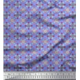 thumbnail image 1 of Soimoi Blue Silk Fabric Aster & Roses Damask Printed Fabric 1 Yard 42 Inch Wide, 1 of 3