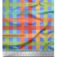 thumbnail image 1 of Soimoi Blue Silk Fabric Check Check Print Fabric by the Yard 42 Inch Wide, 1 of 3