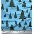 thumbnail image 1 of Soimoi Blue Silk Fabric Deodar Cedar Tree Printed Craft Fabric by the Yard 42 Inch Wide, 1 of 3