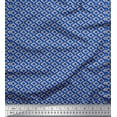 thumbnail image 1 of Soimoi Blue Silk Fabric Diamond Geometric Print Fabric by the Yard 42 Inch Wide, 1 of 3