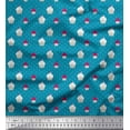 thumbnail image 1 of Soimoi Blue Silk Fabric Dot & Cupcake Food Print Sewing Fabric Yard 42 Inch Wide, 1 of 3