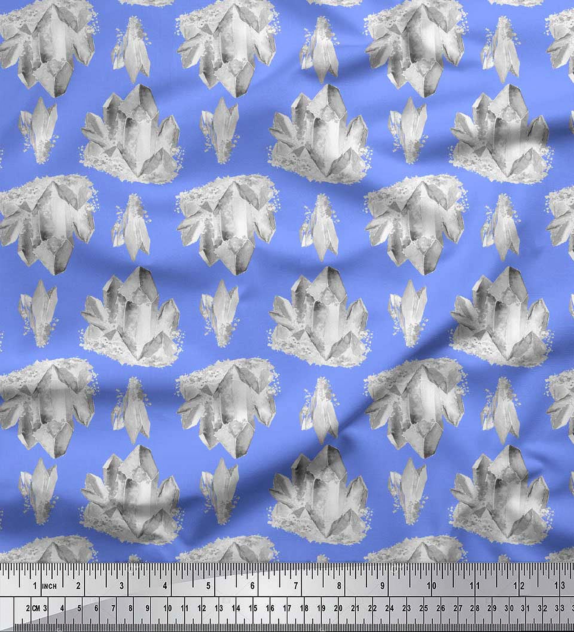 Soimoi Blue Silk Fabric Iceberg Ocean Print Fabric by the Yard 44 Inch ...
