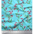 thumbnail image 1 of Soimoi Blue Silk Fabric Leaves & Foxglove Floral Decor Fabric Printed Yard 42 Inch Wide, 1 of 3