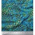 thumbnail image 1 of Soimoi Blue Silk Fabric Leopard & Peacock Animal Skin Print Fabric by the Yard 44 Inch Wide, 1 of 3