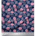 thumbnail image 1 of Soimoi Blue Silk Fabric Peony Floral Print Fabric by Yard 42 Inch Wide, 1 of 3