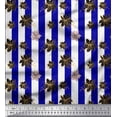 thumbnail image 1 of Soimoi Blue Silk Fabric Stripe & Clematis Floral Decor Fabric Printed Yard 42 Inch Wide, 1 of 3