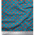 thumbnail image 1 of Soimoi Blue Silk Fabric Tomato Vegetable Decor Fabric Printed Yard 42 Inch Wide, 1 of 3