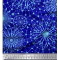 thumbnail image 1 of Soimoi Blue Velvet Fabric Artistic Geometric Printed Fabric 1 Yard 58 Inch Wide, 1 of 3