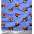 thumbnail image 1 of Soimoi Blue Velvet Fabric Barn & Cow Farm Printed Fabric 1 Yard 60 Inch Wide, 1 of 3