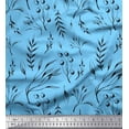 thumbnail image 1 of Soimoi Blue Velvet Fabric Blueberry Leaves Fabric Prints By Yard 60 Inch Wide, 1 of 3