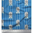 thumbnail image 1 of Soimoi Blue Velvet Fabric Bow & Artistic Skull Stripe Print Fabric by the Yard 58 Inch Wide, 1 of 3