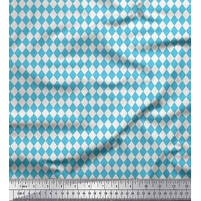 Soimoi Blue Velvet Fabric Diamond Geometric Decor Fabric Printed Yard 58 Inch Wide