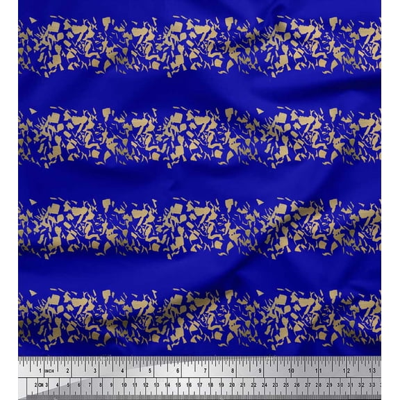 Soimoi Blue Velvet Fabric Lace Border Abstract Decor Fabric Printed Yard 58 Inch Wide