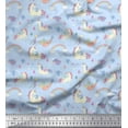 thumbnail image 1 of Soimoi Blue Velvet Fabric Rainbow & Unicorn Animal Decor Fabric Printed Yard 58 Inch Wide, 1 of 3