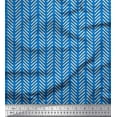 thumbnail image 1 of Soimoi Blue Velvet Fabric Stripe & Diagonal Line Geometric Print Sewing Fabric Yard 58 Inch Wide, 1 of 3
