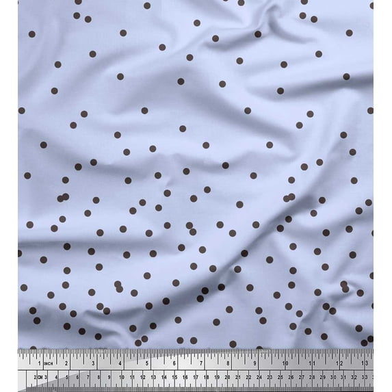 Soimoi Blue Viscose Chiffon Fabric Dots Dots Printed Fabric 1 Yard 42 Inch Wide