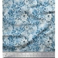 thumbnail image 1 of Soimoi Blue Viscose Chiffon Fabric Leaves,Periwinkle & Camellia Floral Fabric Prints By Yard 42 Inch Wide, 1 of 1