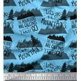 thumbnail image 1 of Soimoi Blue Viscose Chiffon Fabric Mountains & Text Print Fabric by the Yard 42 Inch Wide, 1 of 3