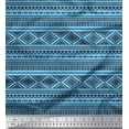 thumbnail image 1 of Soimoi Blue polyester Crepe Fabric Aztec Geometric Print Fabric by the Yard 42 Inch Wide, 1 of 3
