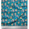 thumbnail image 1 of Soimoi Blue polyester Crepe Fabric Balloon & Teddy Bear Kids Print Sewing Fabric Yard 52 Inch Wide, 1 of 3