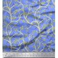 thumbnail image 1 of Soimoi Blue polyester Crepe Fabric Blueberry Leaves Printed Fabric 1 Yard 42 Inch Wide, 1 of 3