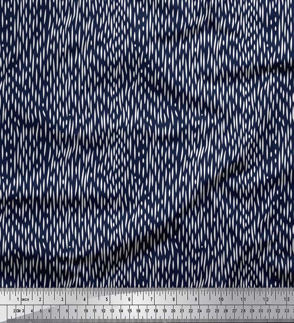 Soimoi Blue polyester Crepe Fabric Brush Stroke Abstract Fabric Prints By Yard 52 Inch Wide