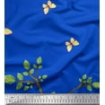 thumbnail image 1 of Soimoi Blue polyester Crepe Fabric Insect & Tree Panel Fabric Prints by Yard 42 Inch Wide, 1 of 3
