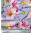 thumbnail image 1 of Soimoi Blue polyester Crepe Fabric Leaves & Floral Print Fabric by The Yard 42 Inch Wide, 1 of 1