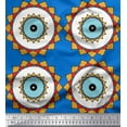 thumbnail image 1 of Soimoi Blue polyester Crepe Fabric Marigold Geometric Fabric Prints By Yard 42 Inch Wide, 1 of 3