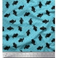 thumbnail image 1 of Soimoi Blue polyester Crepe Fabric Penguin Ocean Printed Fabric 1 Yard 42 Inch Wide, 1 of 3