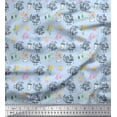 thumbnail image 1 of Soimoi Blue polyester Crepe Fabric Text & Cupcakes Food Printed Craft Fabric by the Yard 42 Inch Wide, 1 of 3