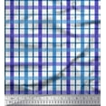 thumbnail image 1 of Soimoi Blue polyester Crepe Fabric Window Pane Check Print Fabric by Yard 42 Inch Wide, 1 of 3
